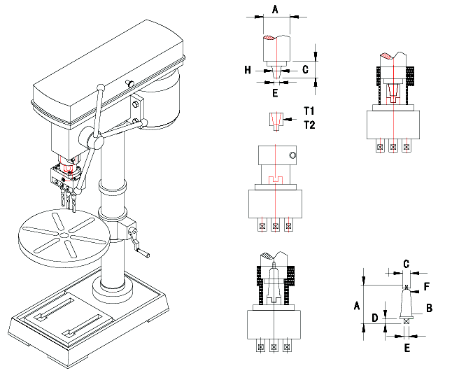 Fixed Multiple-Axis Drill Bits & Gear Heads
Drill Machine & Gear Heads